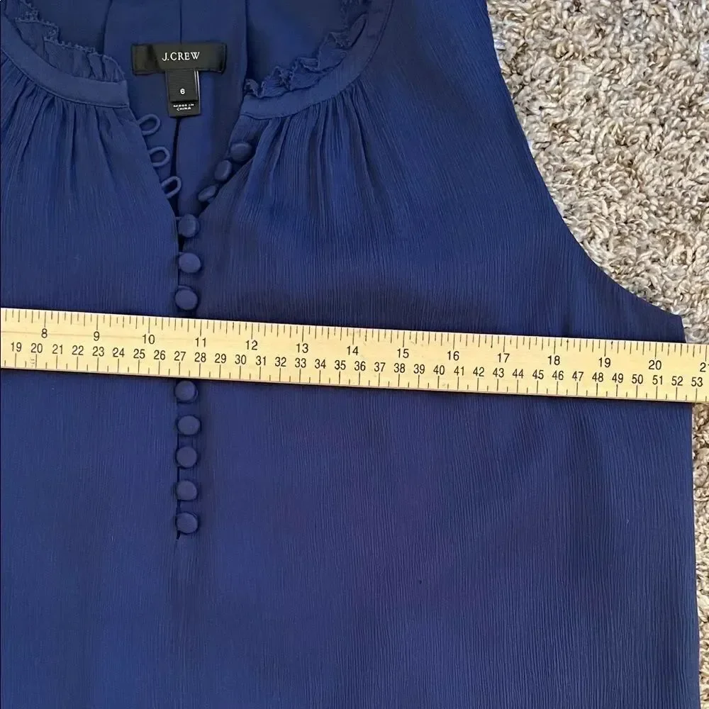 Like New! J. Crew 100% Silk Navy Sleeveless Blouse in Size 6